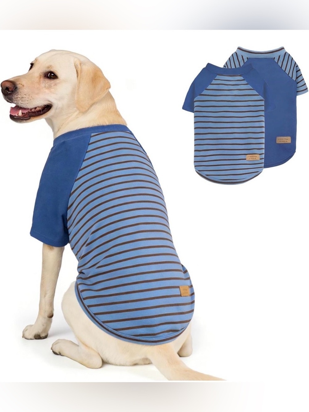 KYEESE 2Pack Soft Dog Sweatshirt Stretchy, Lightweight Fleece 3XL Blue+Stripe